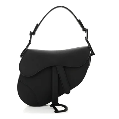 DIOR MINI SADDLE BAG BLACK ULTRA MATTE CALFSKIN LEATHER MATTE BLACK HARDWARE