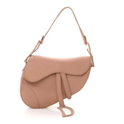 DIOR MEDIUM SADDLE BAG BLUSH ULTRA MATTE CALFSKIN LEATHER MATTE BEIGE HARDWARE