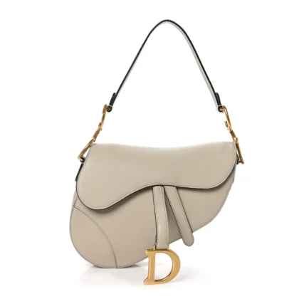 DIOR MEDIUM SADDLE BAG SAND GRAINED CALFSKIN LEATHER GOLD HARDWARE