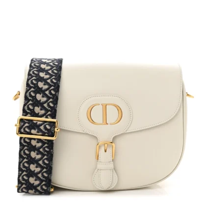 DIOR LARGE BOBBY BAG WHITE BOX CALFSKIN LEATHER GOLD HARDWARE