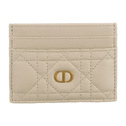 DIOR SMALL CARO FREESIA CARD HOLDER NEUTRALS CALFSKIN LEATHER GOLD HARDWARE