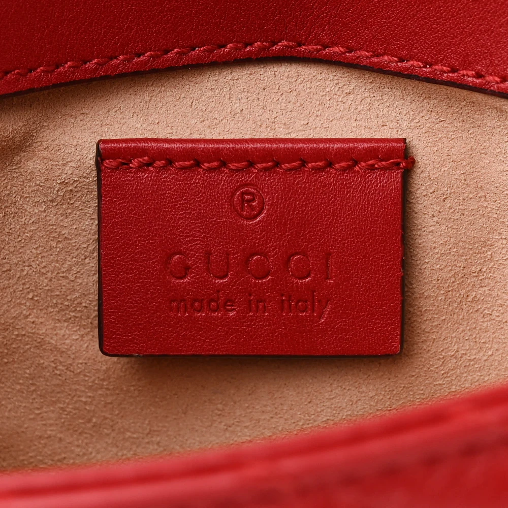 GUCCI SUPER MINI GG MARMONT SHOULDER BAG HIBISCUS RED CALFSKIN MATELASS?? LEATHER GOLD HARDWARE - Image 2