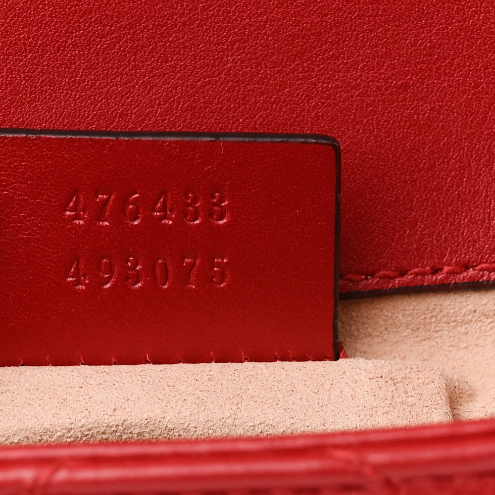 GUCCI SUPER MINI GG MARMONT SHOULDER BAG HIBISCUS RED CALFSKIN MATELASS?? LEATHER GOLD HARDWARE - Image 8