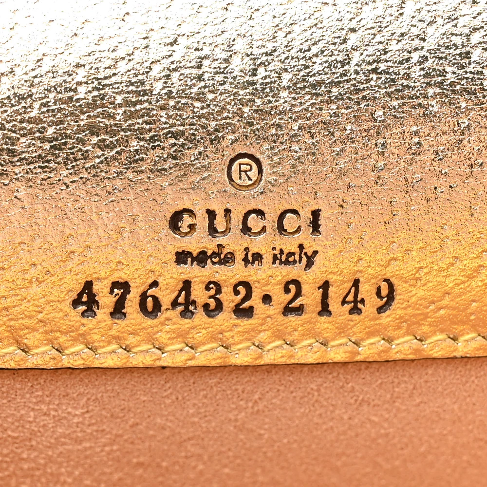 GUCCI SUPER MINI DIONYSUS SHOULDER BAG METALLIC GOLD CALFSKIN LEATHER AGED SILVER HARDWARE - Image 2