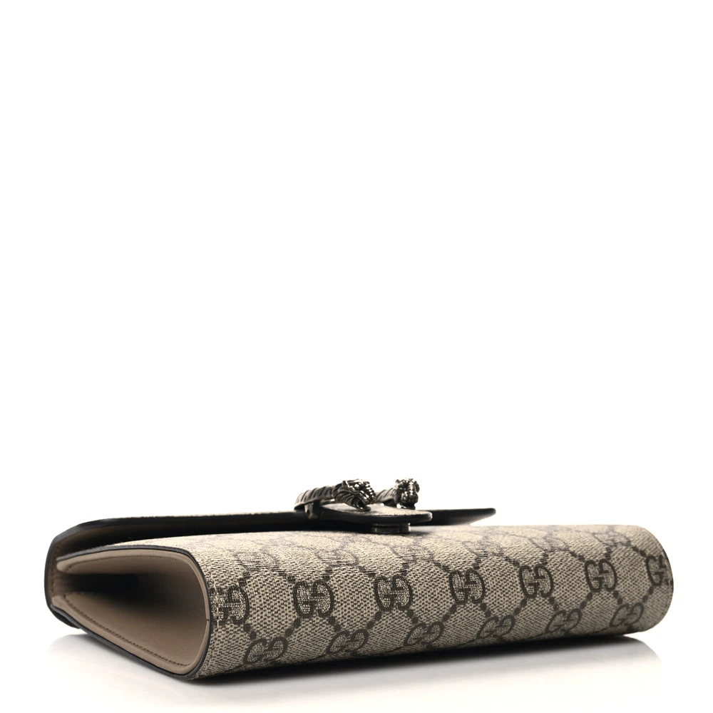 GUCCI SMALL DIONYSUS CLUTCH TAUPE GG SUPREME MONOGRAM CANVAS AGED SILVER HARDWARE - Image 6