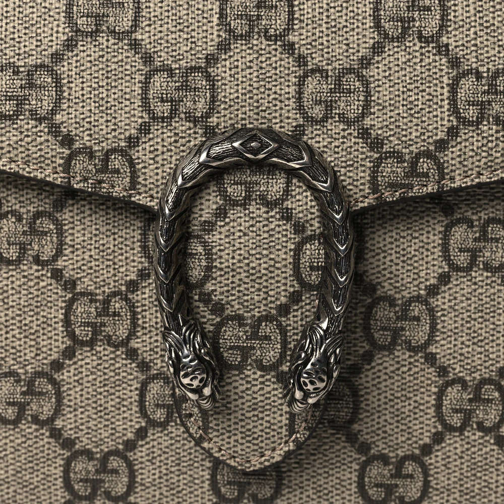 GUCCI SMALL DIONYSUS CLUTCH TAUPE GG SUPREME MONOGRAM CANVAS AGED SILVER HARDWARE - Image 8