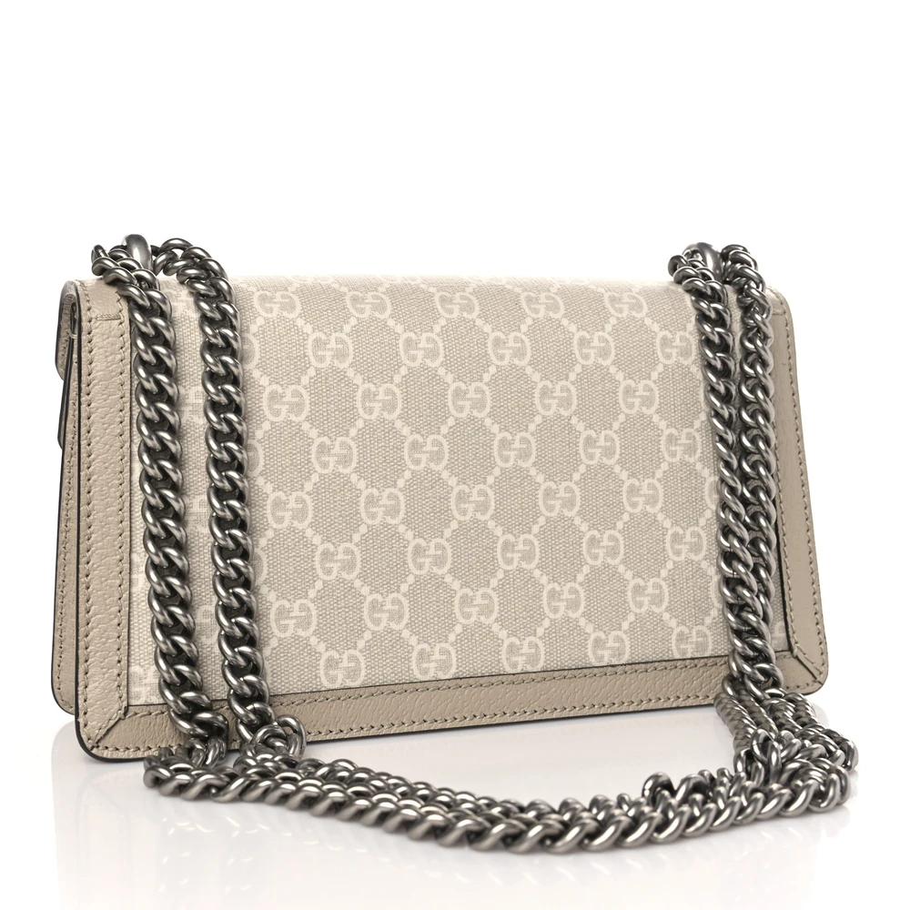 GUCCI SMALL RECTANGULAR DIONYSUS SHOULDER BAG BEIGE / MYSTIC WHITE / OATMEAL GG SUPREME MONOGRAM CANVAS & TEXTURED DOLLAR CALFSKIN LEATHER AGED SILVER HARDWARE - Image 3