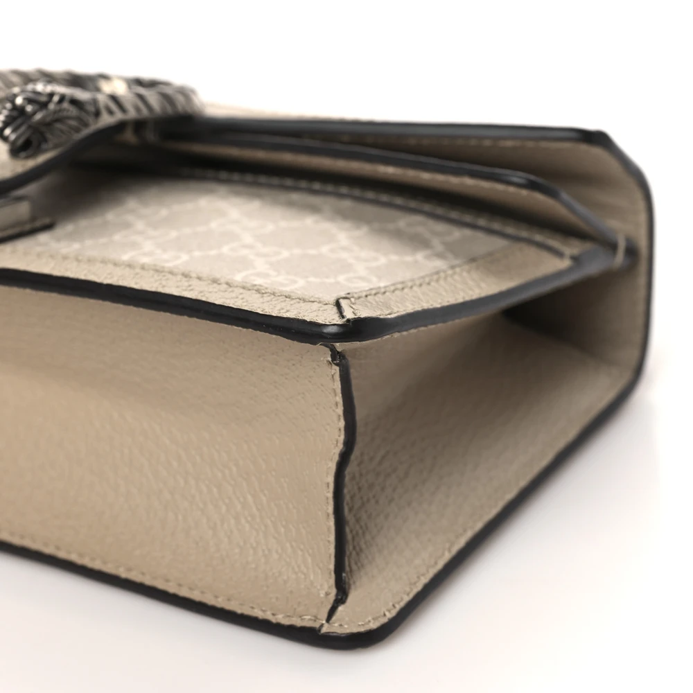 GUCCI SMALL RECTANGULAR DIONYSUS SHOULDER BAG BEIGE / MYSTIC WHITE / OATMEAL GG SUPREME MONOGRAM CANVAS & TEXTURED DOLLAR CALFSKIN LEATHER AGED SILVER HARDWARE - Image 4