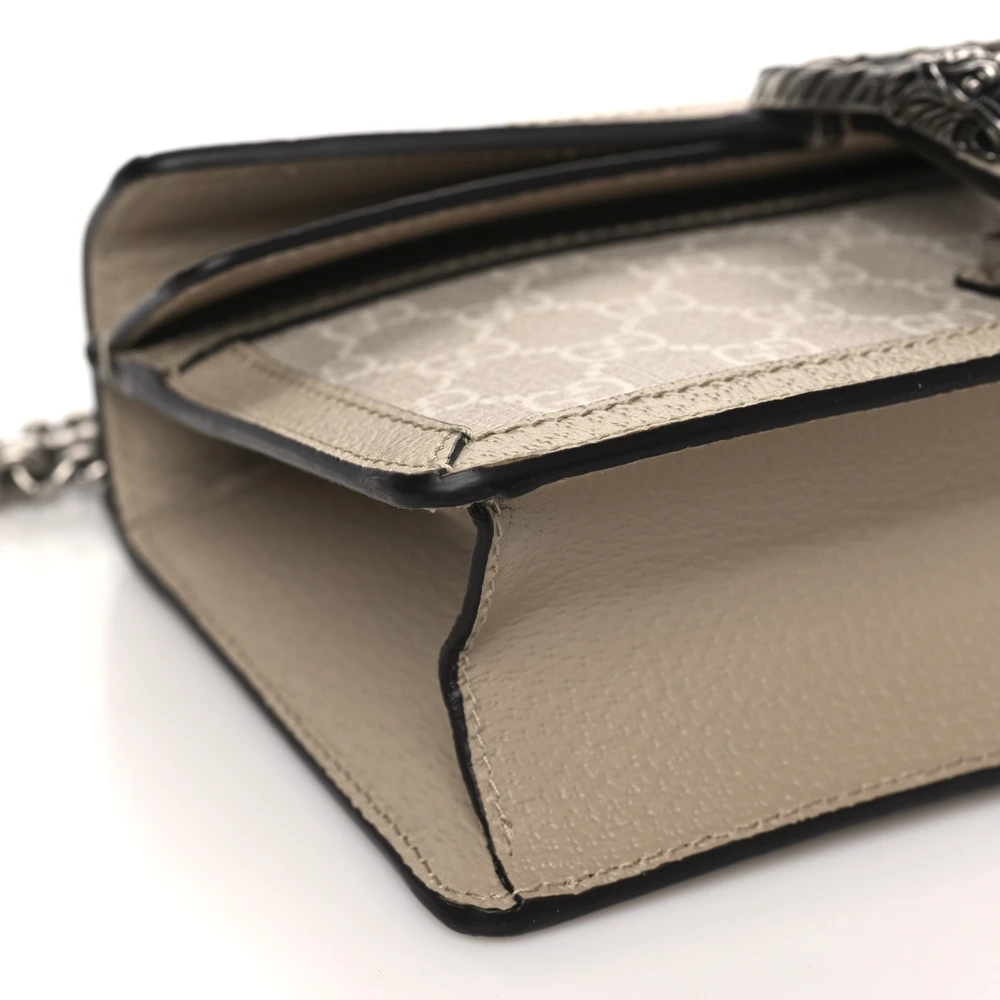 GUCCI SMALL RECTANGULAR DIONYSUS SHOULDER BAG BEIGE / MYSTIC WHITE / OATMEAL GG SUPREME MONOGRAM CANVAS & TEXTURED DOLLAR CALFSKIN LEATHER AGED SILVER HARDWARE - Image 5