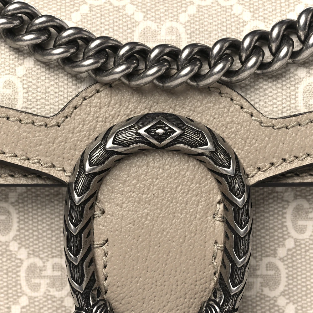 GUCCI SMALL RECTANGULAR DIONYSUS SHOULDER BAG BEIGE / MYSTIC WHITE / OATMEAL GG SUPREME MONOGRAM CANVAS & TEXTURED DOLLAR CALFSKIN LEATHER AGED SILVER HARDWARE - Image 8