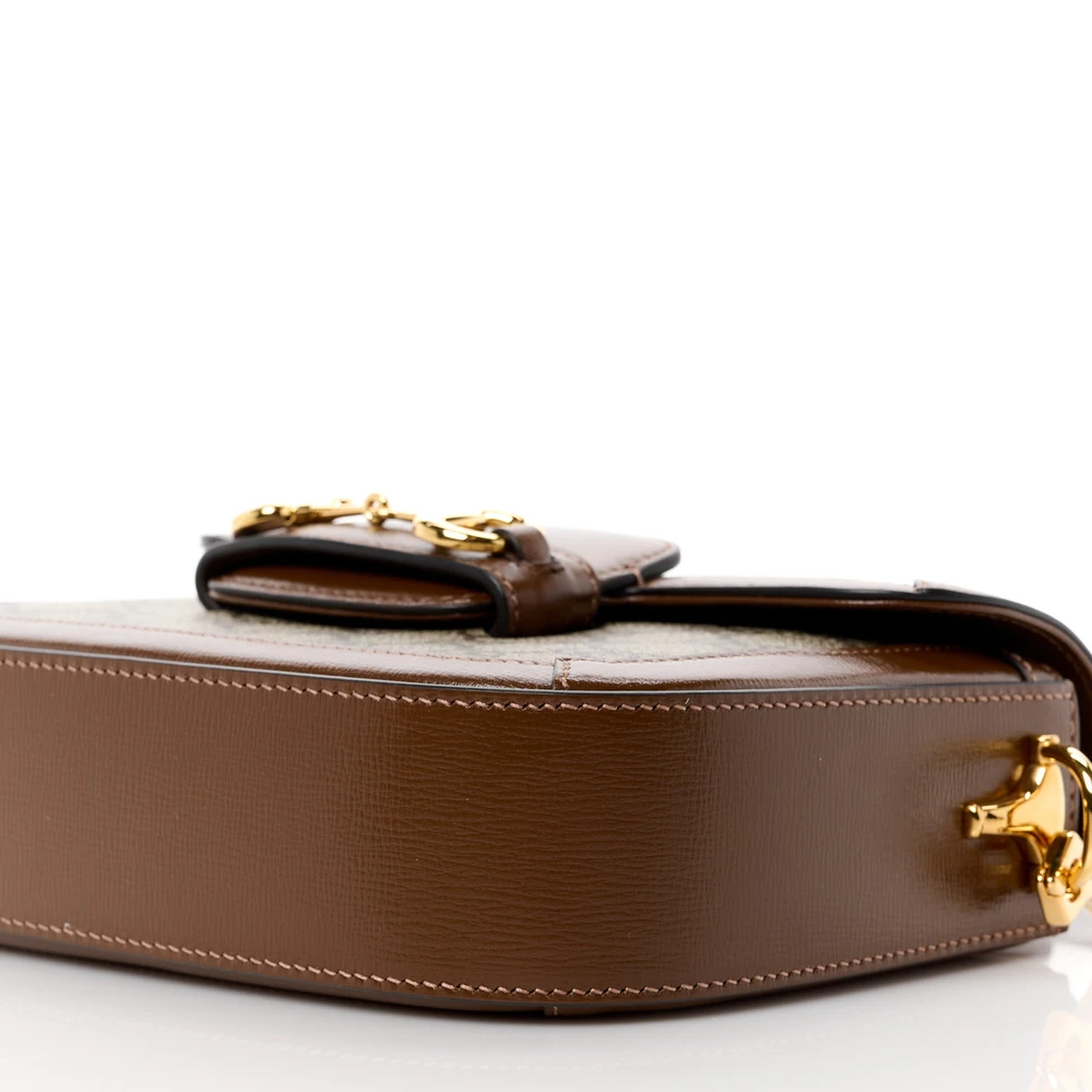 GUCCI MINI HORSEBIT 1955 SHOULDER BAG BEIGE / BROWN SUGAR GG SUPREME MONOGRAM CANVAS - Image 4