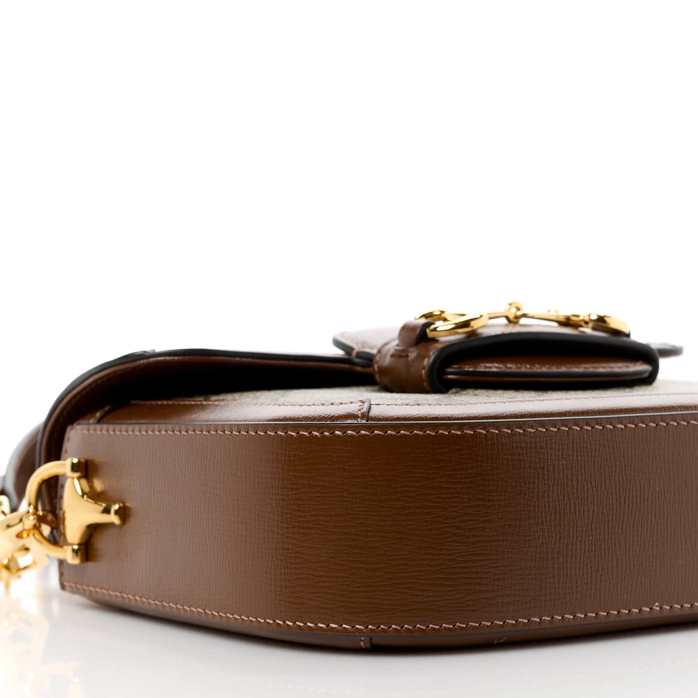 GUCCI MINI HORSEBIT 1955 SHOULDER BAG BEIGE / BROWN SUGAR GG SUPREME MONOGRAM CANVAS - Image 5