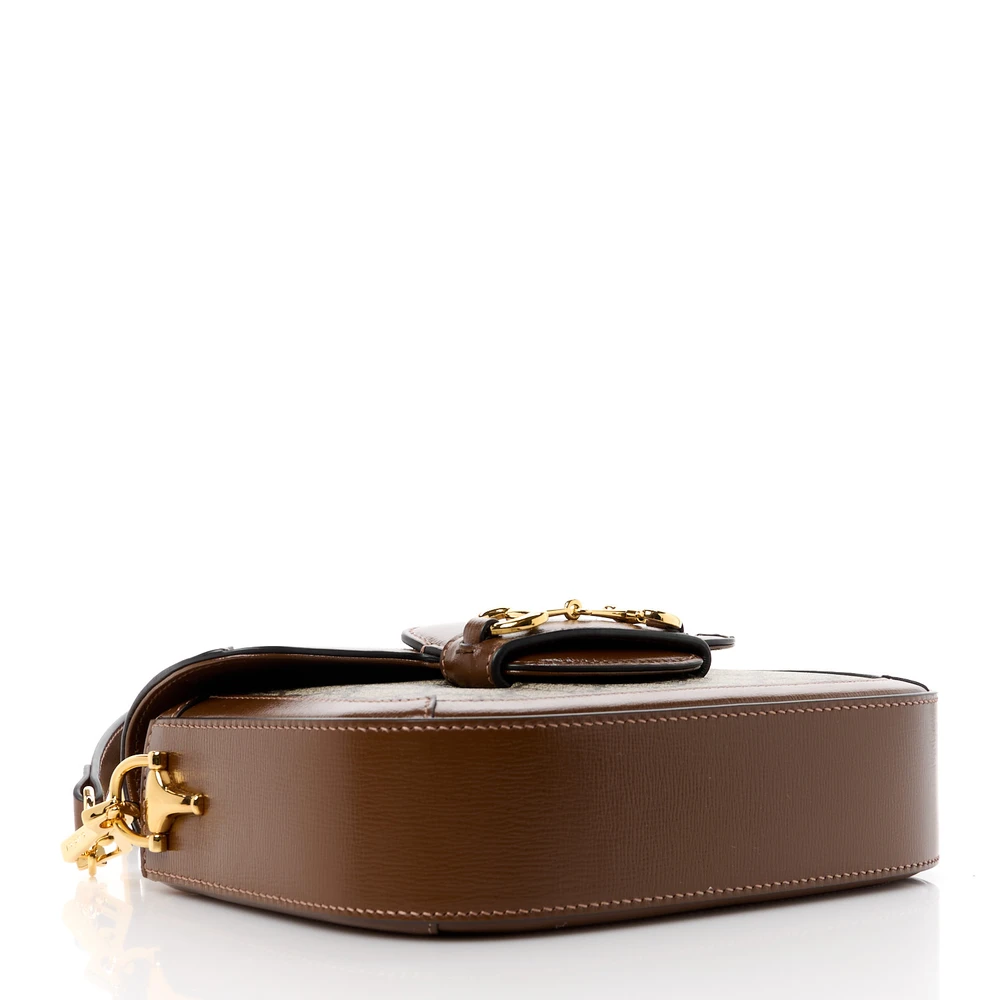 GUCCI MINI HORSEBIT 1955 SHOULDER BAG BEIGE / BROWN SUGAR GG SUPREME MONOGRAM CANVAS - Image 6