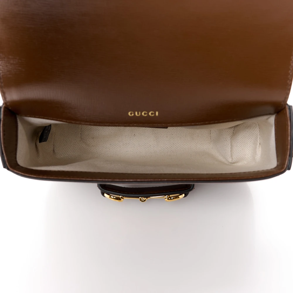 GUCCI MINI HORSEBIT 1955 SHOULDER BAG BEIGE / BROWN SUGAR GG SUPREME MONOGRAM CANVAS - Image 7