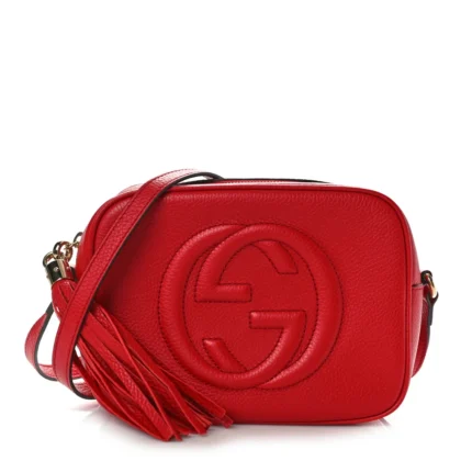 GUCCI SMALL SOHO DISCO BAG TABASCO RED PEBBLED CALFSKIN LEATHER