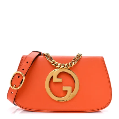 GUCCI MEDIUM BLONDIE CHAIN SHOULDER FLAP BAG DEEP ORANGE ROXY CALFSKIN LEATHER GOLD HARDWARE