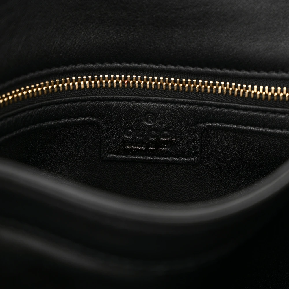 GUCCI MEDIUM WEB BLONDIE SHOULDER FLAP BAG BLACK ROXY CALFSKIN LEATHER GOLD HARDWARE - Image 2