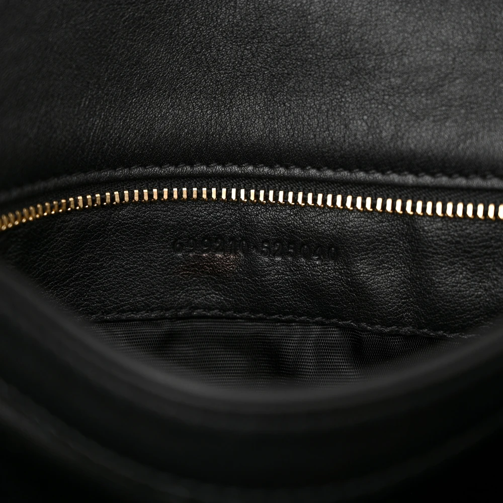 GUCCI MEDIUM WEB BLONDIE SHOULDER FLAP BAG BLACK ROXY CALFSKIN LEATHER GOLD HARDWARE - Image 8