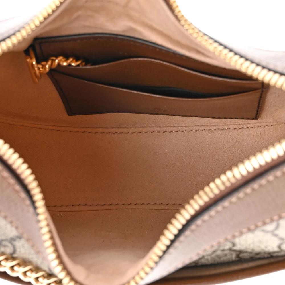 GUCCI SMALL JACKIE 1961 HOBO BEIGE / EBONY BROWN SUGAR GG SUPREME MONOGRAM CANVAS & AZALEA CALFSKIN LEATHER GOLD HARDWARE - Image 7