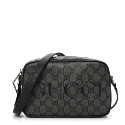 GUCCI MINI SHOULDER BAG GREY/BLACK GG SUPREME MONOGRAM CANVAS AGED SILVER HARDWARE