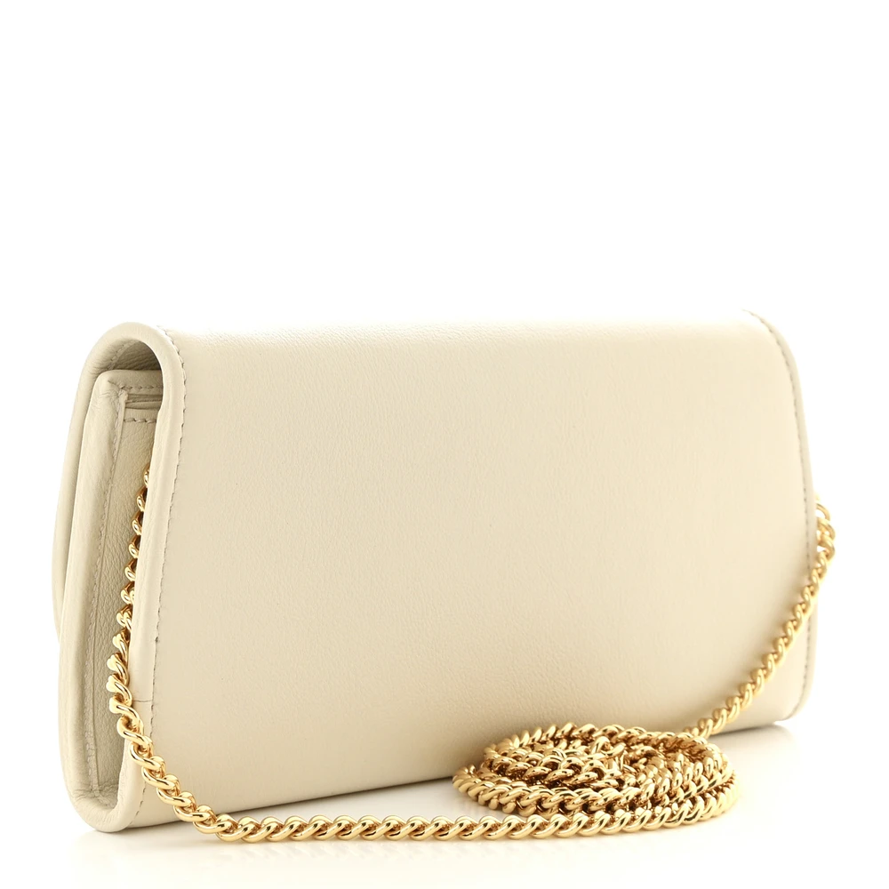 GUCCI SMALL ROXY BLONDIE CONTINENTAL CHAIN WALLET MYSTIC WHITE CALFSKIN LEATHER GOLD HARDWARE - Image 3