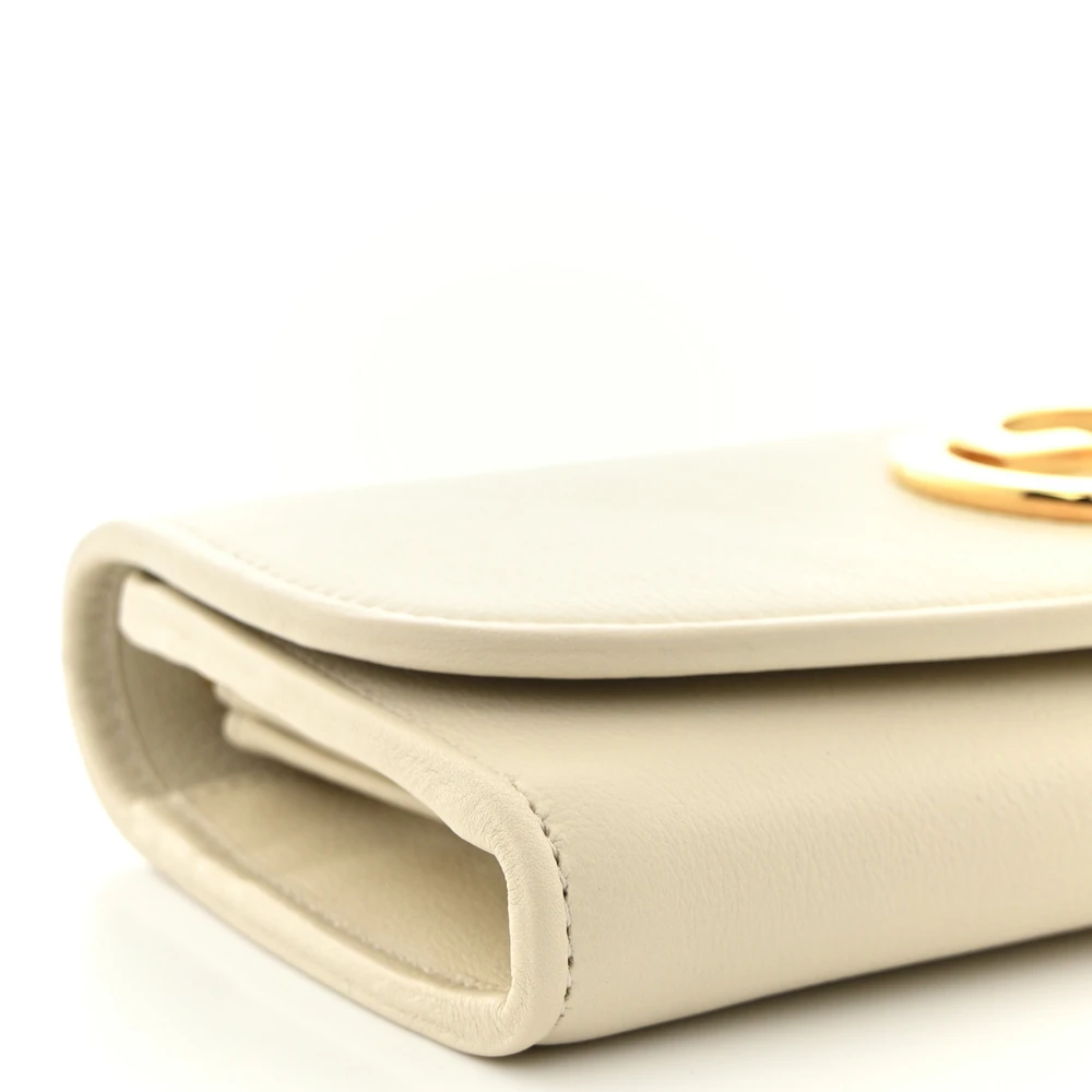 GUCCI SMALL ROXY BLONDIE CONTINENTAL CHAIN WALLET MYSTIC WHITE CALFSKIN LEATHER GOLD HARDWARE - Image 5