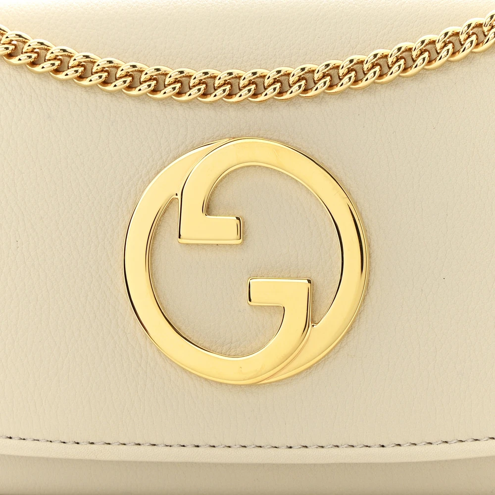 GUCCI SMALL ROXY BLONDIE CONTINENTAL CHAIN WALLET MYSTIC WHITE CALFSKIN LEATHER GOLD HARDWARE - Image 8