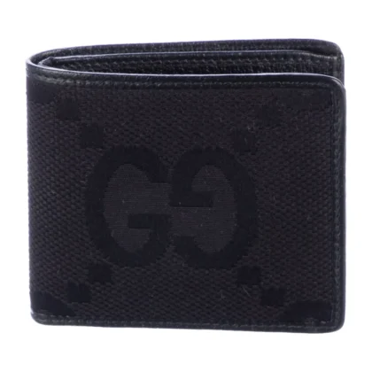 GUCCI SMALL BIFOLD WALLET BLACK CALFSKIN PRINTED LEATHER