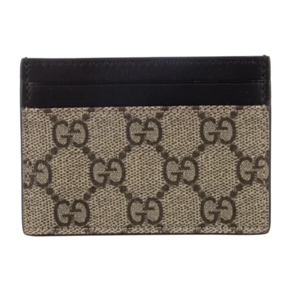 GUCCI SMALL CARD HOLDER BLACK AND GREY GG SUPREME CANVAS & KING SNAKE LEATHER
