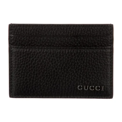 GUCCI SMALL CARD HOLDER BLACK VITELLO DAINO LEATHER SILVER HARDWARE