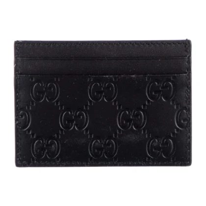 GUCCI SMALL CARD HOLDER BLACK GG SIGNATURE LEATHER