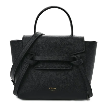 CELINE PICO BELT BAG BLACK GRAINED CALFSKIN LEATHER GOLD HARDWARE