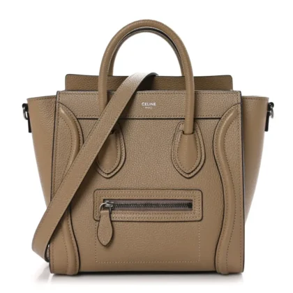 CELINE NANO LUGGAGE BAG DUNE DRUMMED CALFSKIN LEATHER