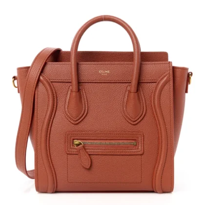 CELINE NANO LUGGAGE BAG LYCHEE DRUMMED CALFSKIN LEATHER