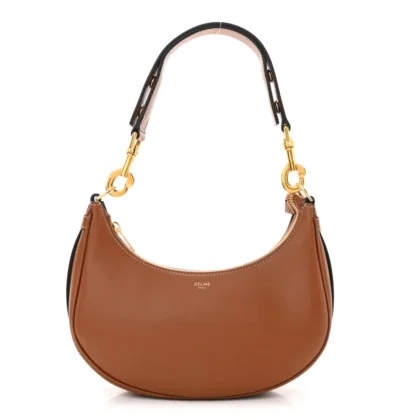 CELINE MEDIUM STRAP AVA SHOULDER BAG TAN SMOOTH CALFSKIN LEATHER GOLD HARDWARE