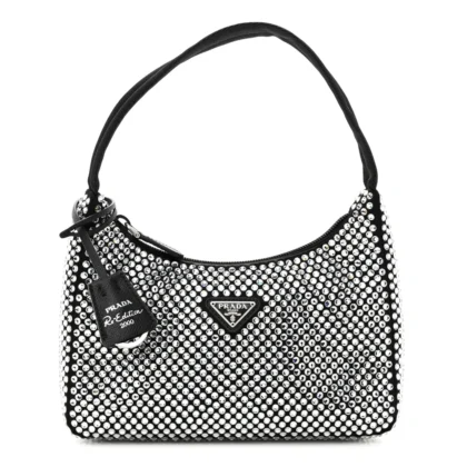 PRADA MINI RE-EDITION 2000 BAG CRISTAL SATIN & CRYSTAL SILVER HARDWARE