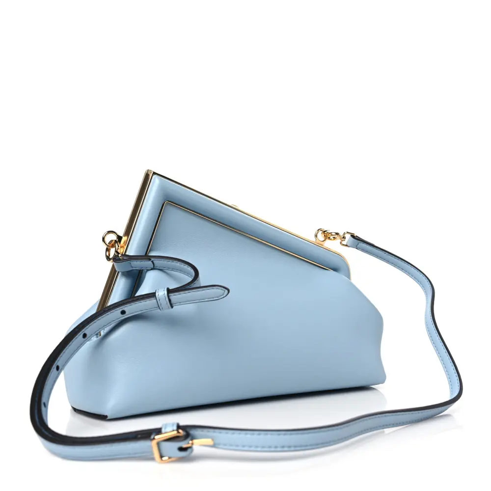 FENDI SMALL FENDI FIRST AZZURRO BABY SHINY NAPPA LEATHER GOLD HARDWARE - Image 3