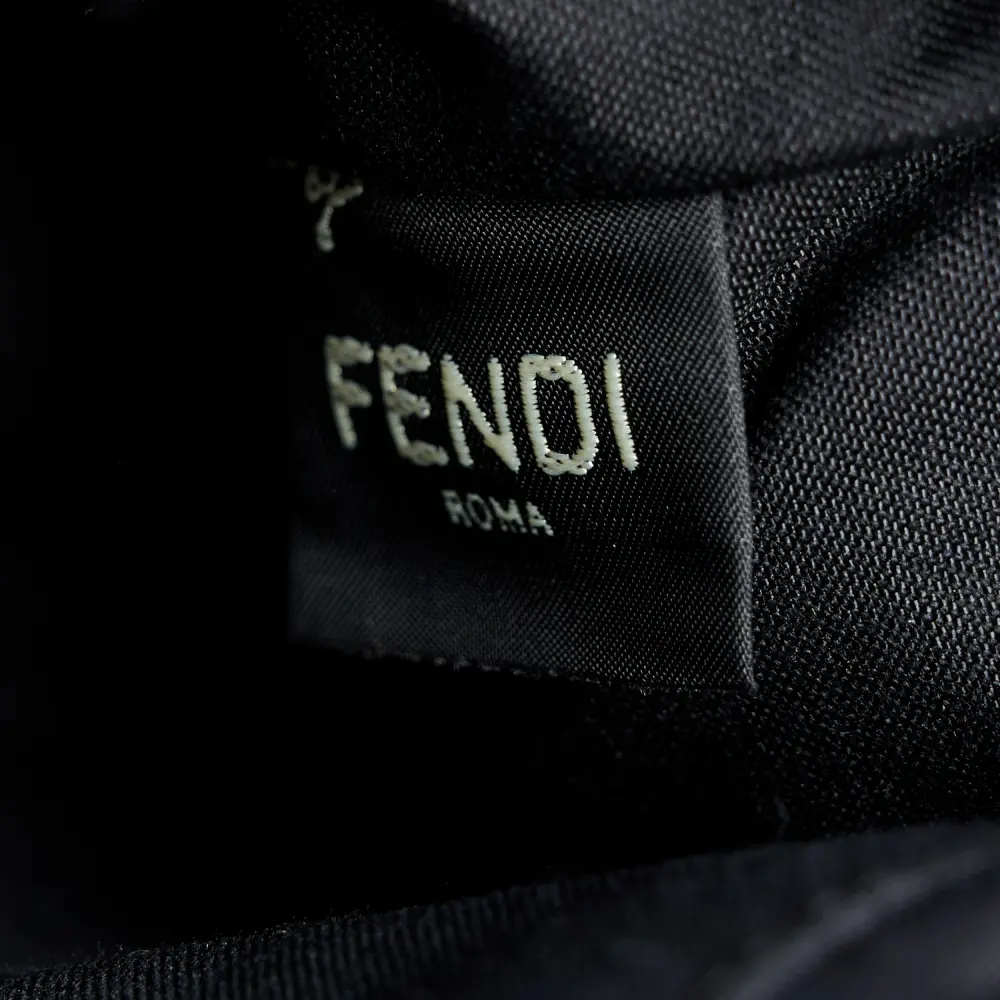 FENDI MEDIUM LOGO EMBROIDERED BY THE WAY BOSTON BAG GREZZO/BLACK CANVAS & KING VITELLO LEATHER GOLD HARDWARE - Image 10