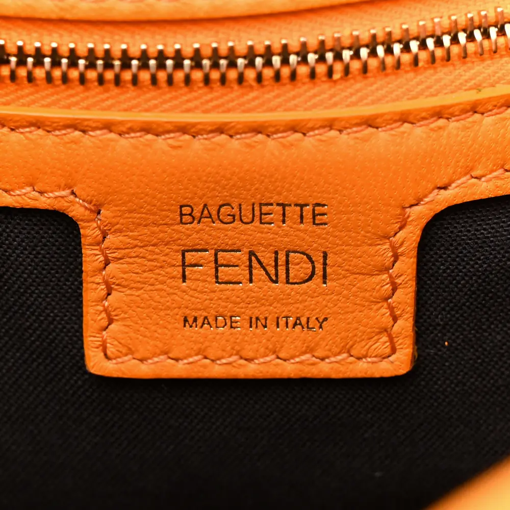 FENDI FF 1974 EMBOSSED BAGUETTE CLEMENTINE NAPPA LEATHER GOLD HARDWARE - Image 2