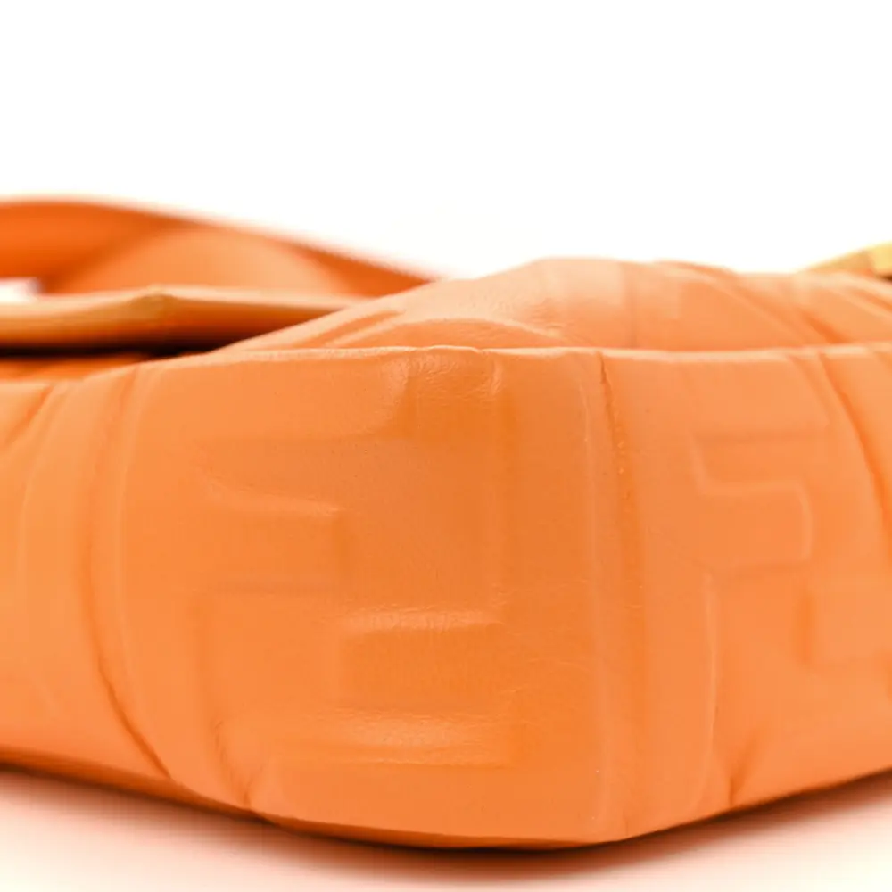 FENDI FF 1974 EMBOSSED BAGUETTE CLEMENTINE NAPPA LEATHER GOLD HARDWARE - Image 4