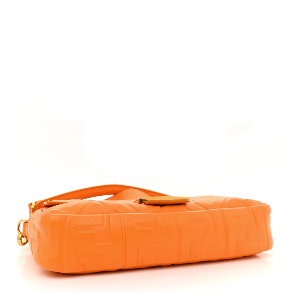 FENDI FF 1974 EMBOSSED BAGUETTE CLEMENTINE NAPPA LEATHER GOLD HARDWARE - Image 6