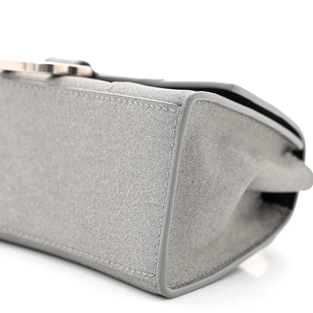 BALENCIAGA XS HOURGLASS TOP HANDLE BAG SILVER SPARKLING FABRIC SILVER HARDWARE - Image 4