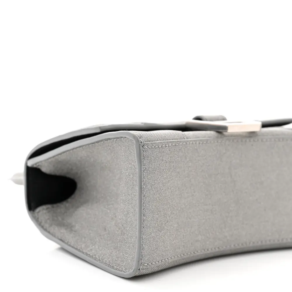 BALENCIAGA XS HOURGLASS TOP HANDLE BAG SILVER SPARKLING FABRIC SILVER HARDWARE - Image 5