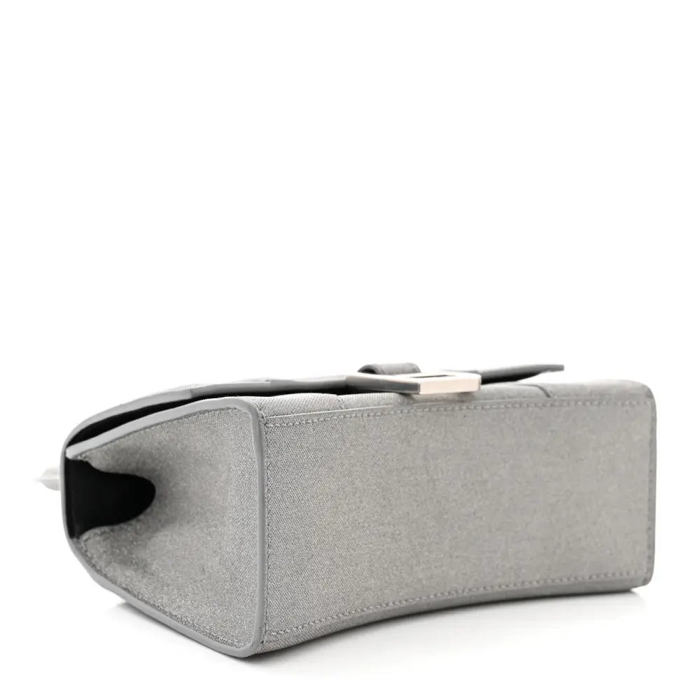 BALENCIAGA XS HOURGLASS TOP HANDLE BAG SILVER SPARKLING FABRIC SILVER HARDWARE - Image 6