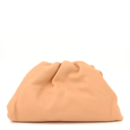 BOTTEGA VENETA MINI TEEN POUCH ALMOND CALFSKIN LEATHER