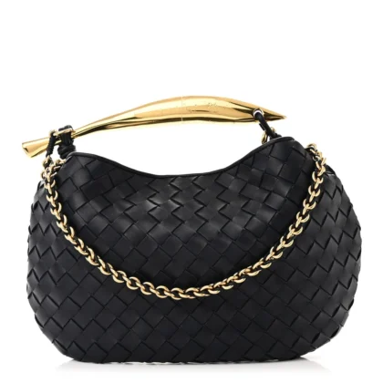 BOTTEGA VENETA MEDIUM INTRECCIATO SARDINE WITH CHAIN BAG SPACE NAPPA LEATHER GOLD HARDWARE
