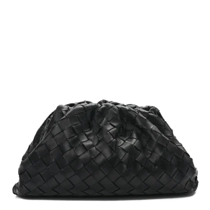 BOTTEGA VENETA MEDIUM INTRECCIATO TEEN POUCH BLACK NAPPA LEATHER