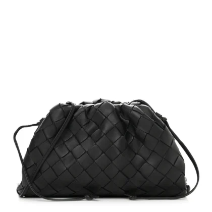 BOTTEGA VENETA MINI INTRECCIATO POUCH BLACK NAPPA LEATHER