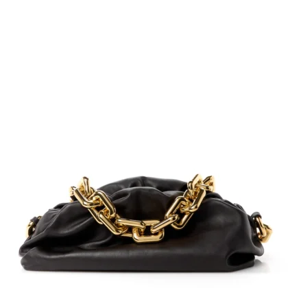 BOTTEGA VENETA MEDIUM THE POUCH CHAIN BLACK CALFSKIN LEATHER