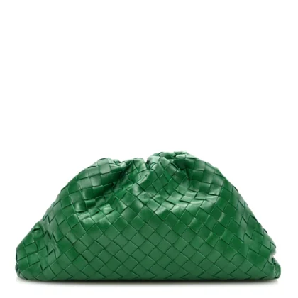 BOTTEGA VENETA INTRECCIATO THE POUCH OVERSIZED CLUTCH RACING GREEN NAPPA LEATHER